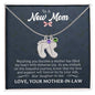 To A New Mom | Baby Feet Necklace with Birthstone
