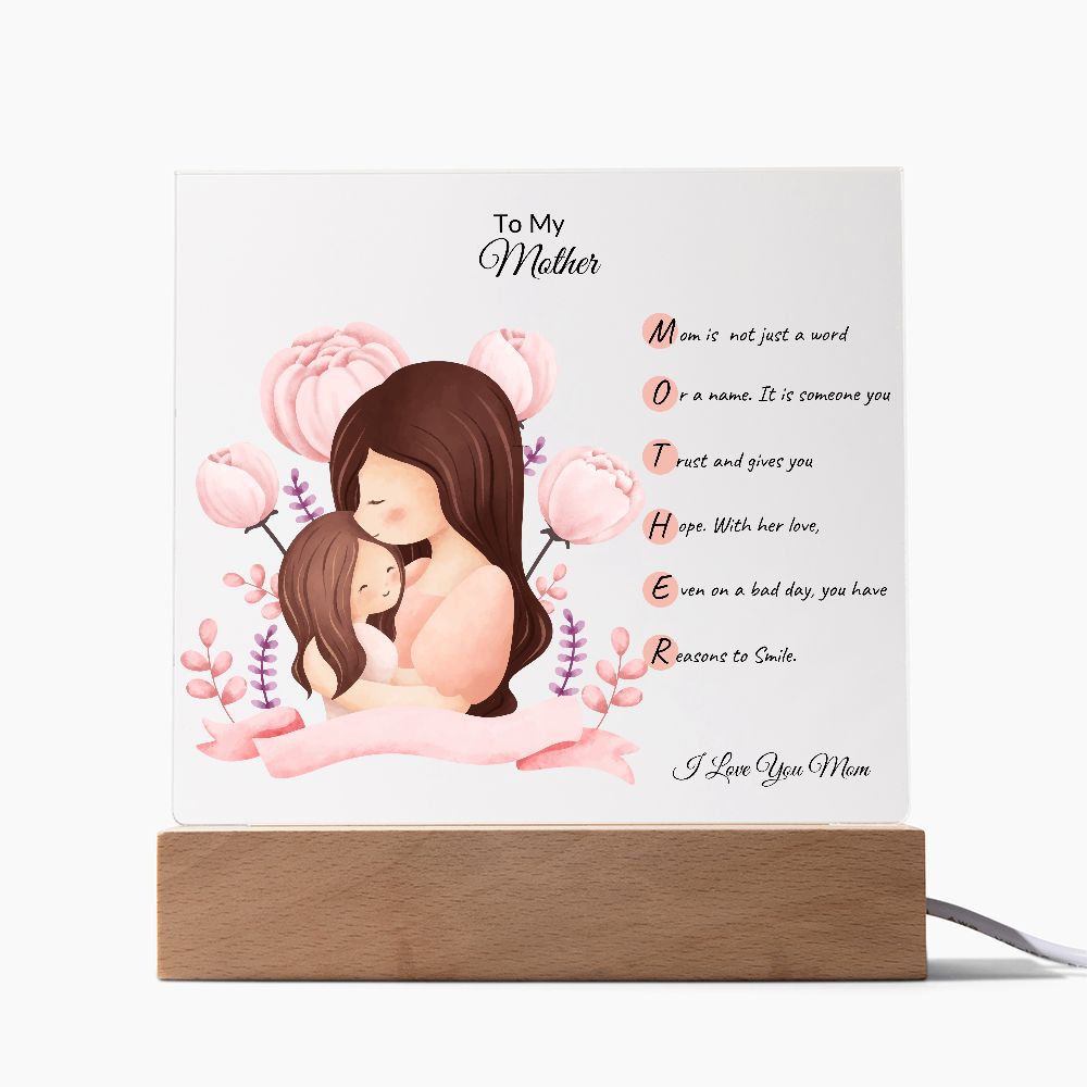 To My Mother | Mother Acronym | Square Plaque