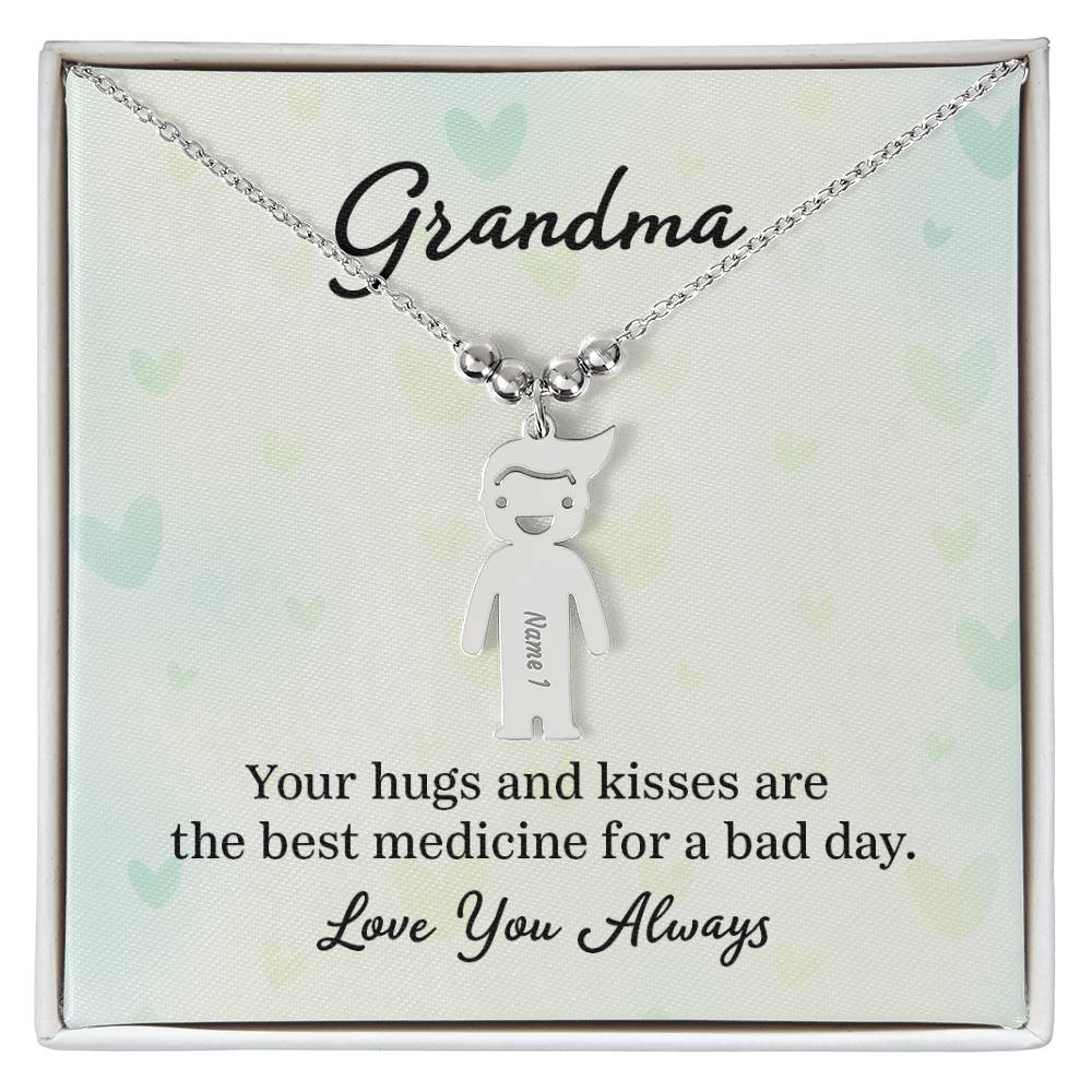 To My Grandma | Your Hugs and Kisses | Kid Charm Necklace