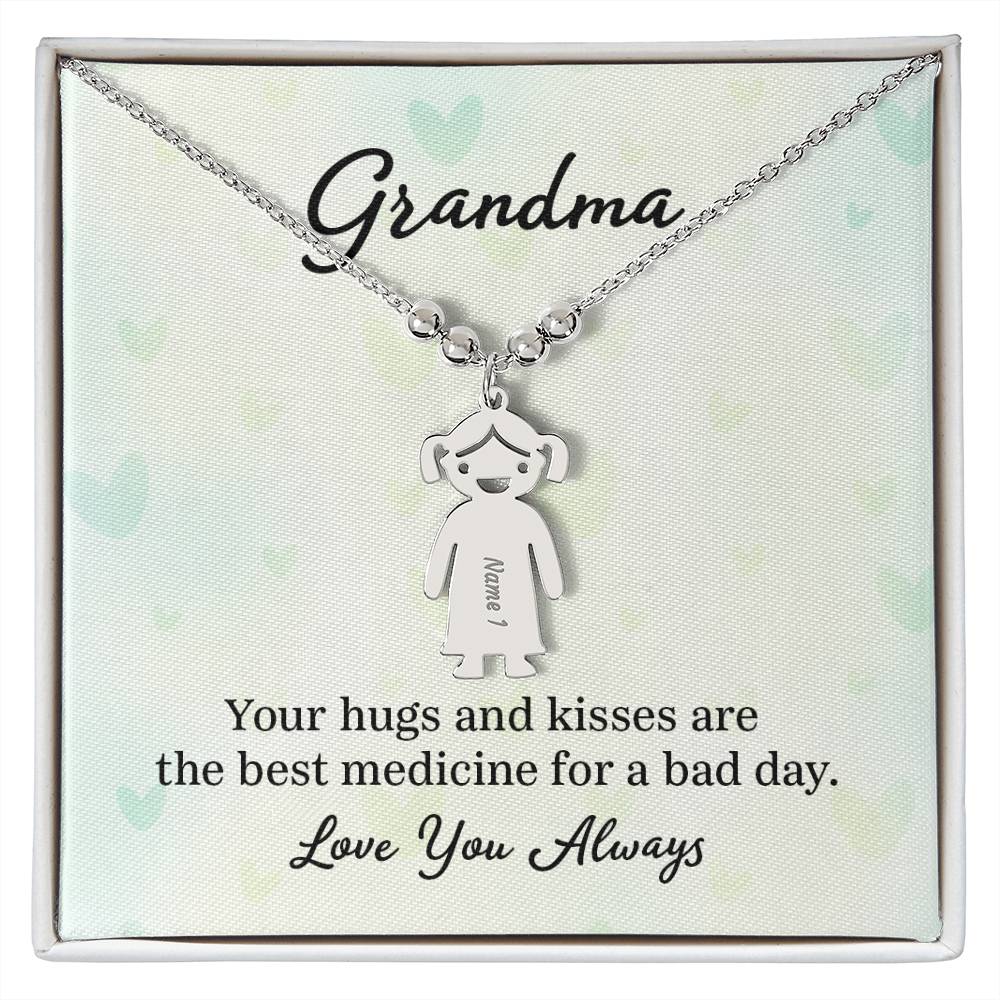 To My Grandma | Your Hugs and Kisses | Kid Charm Necklace