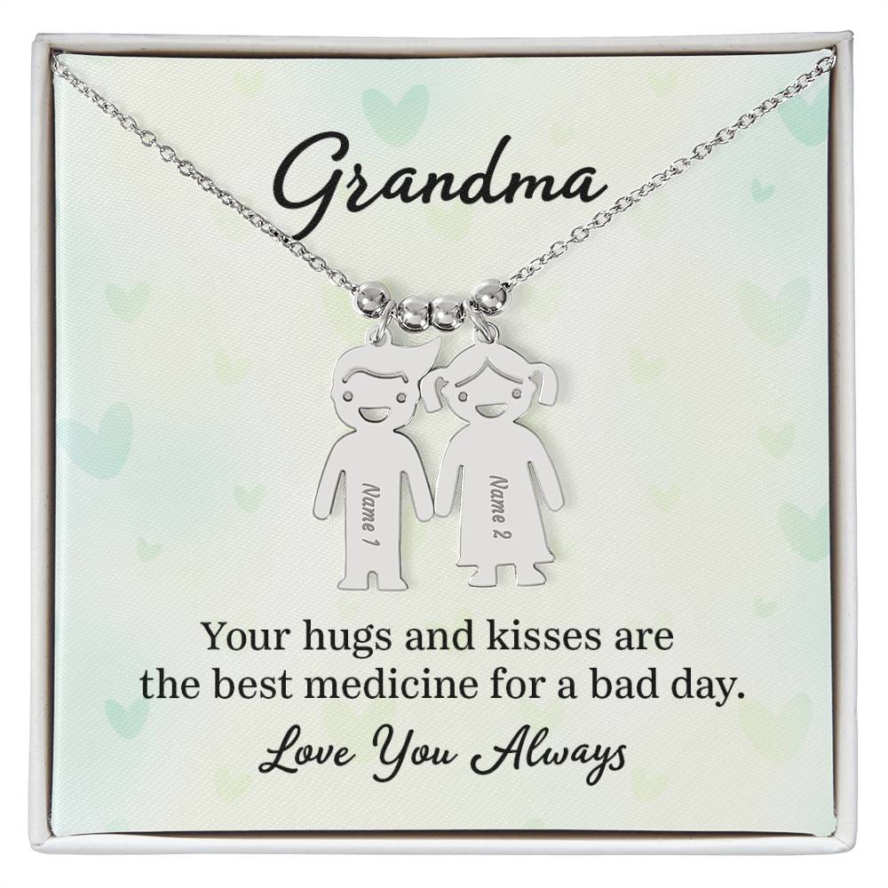 To My Grandma | Your Hugs and Kisses | Kid Charm Necklace