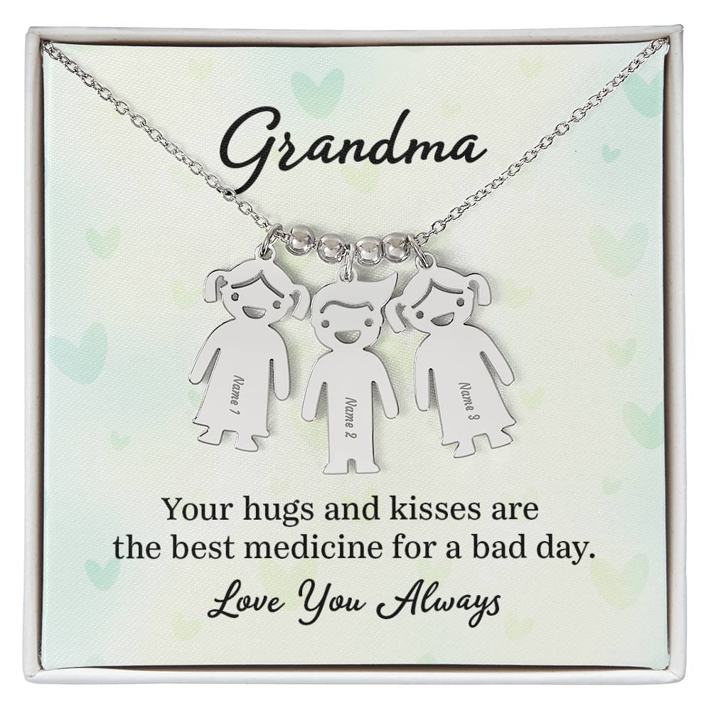 To My Grandma | Your Hugs and Kisses | Kid Charm Necklace