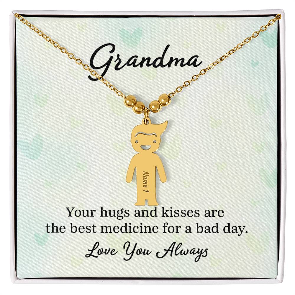 To My Grandma | Your Hugs and Kisses | Kid Charm Necklace