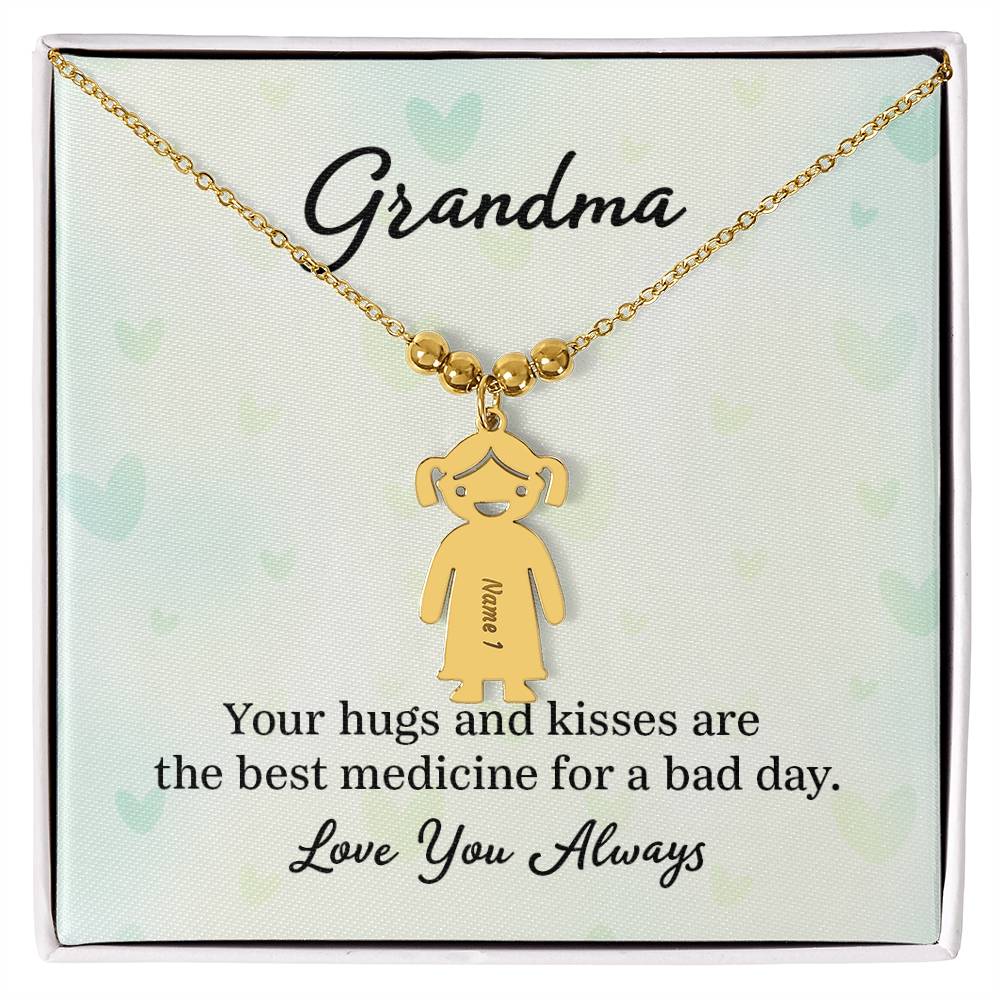 To My Grandma | Your Hugs and Kisses | Kid Charm Necklace