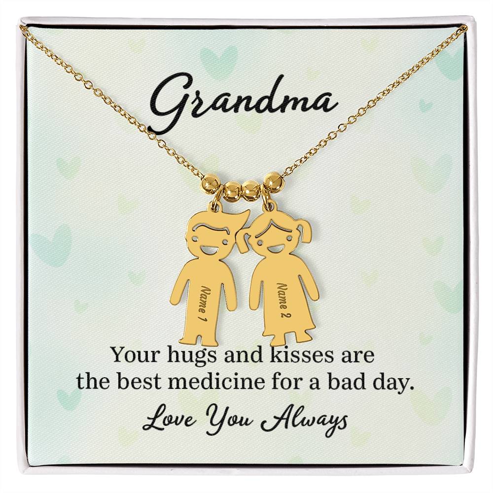 To My Grandma | Your Hugs and Kisses | Kid Charm Necklace