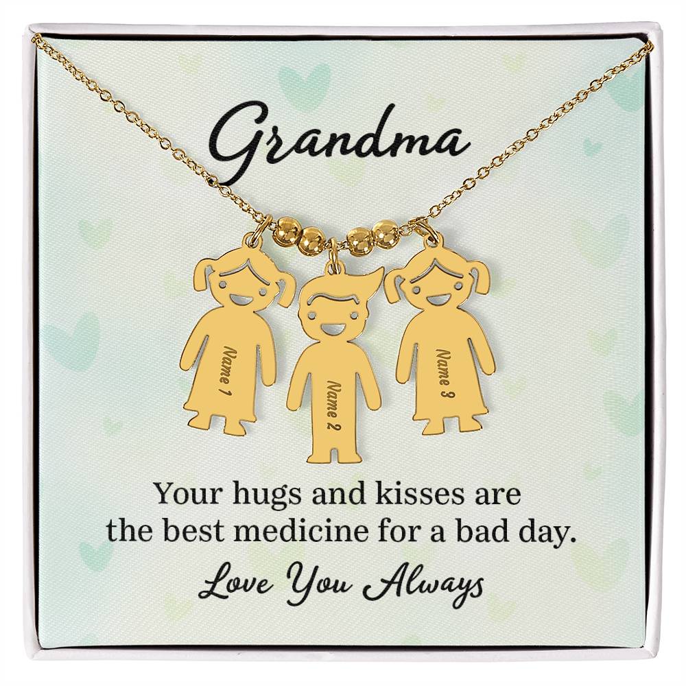 To My Grandma | Your Hugs and Kisses | Kid Charm Necklace