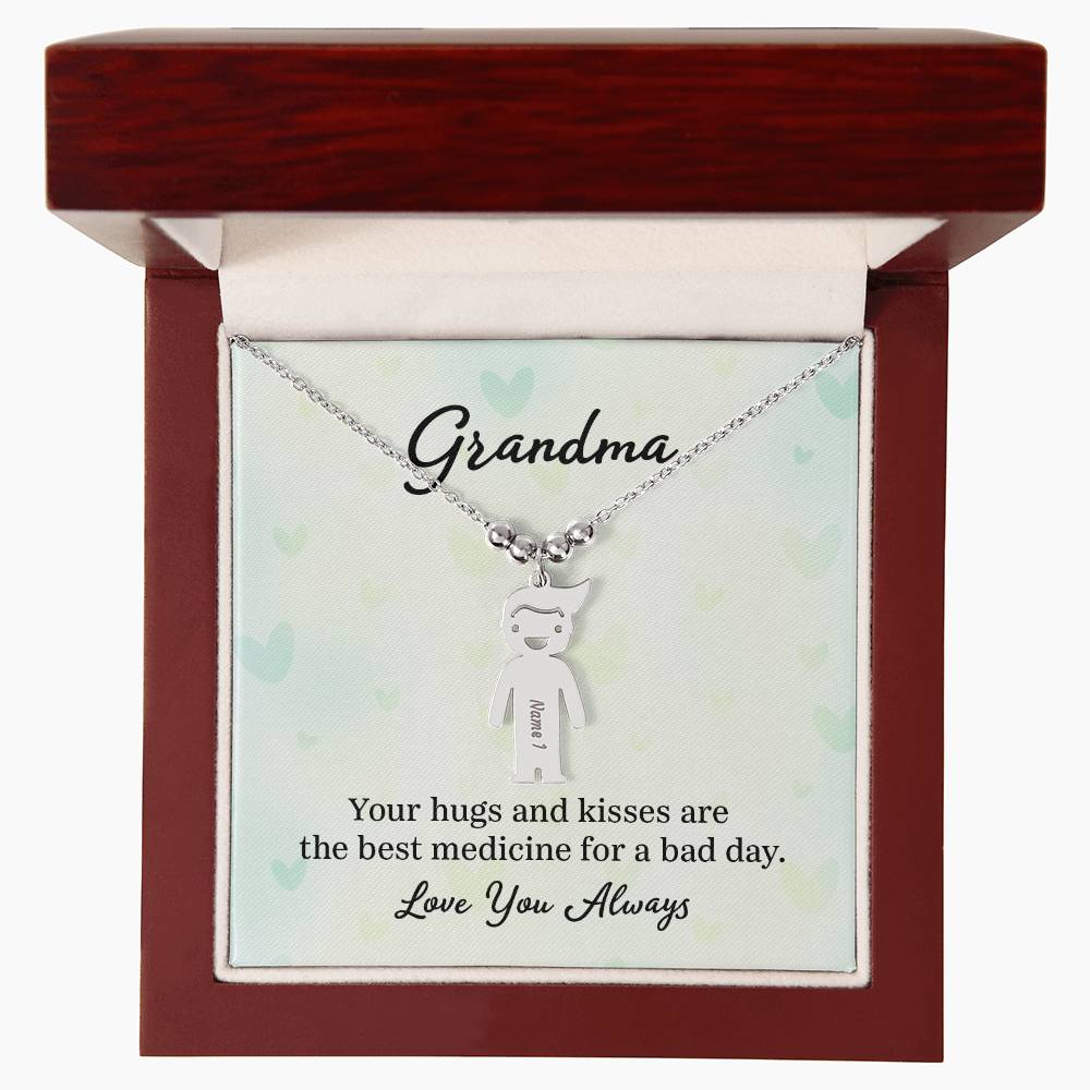 To My Grandma | Your Hugs and Kisses | Kid Charm Necklace