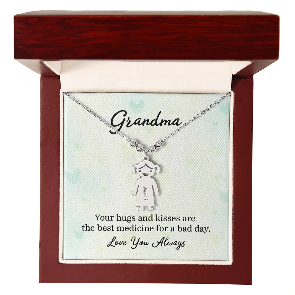 To My Grandma | Your Hugs and Kisses | Kid Charm Necklace