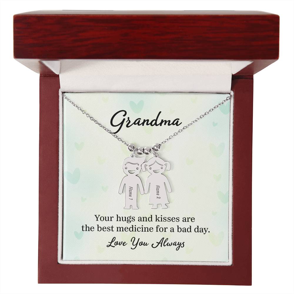 To My Grandma | Your Hugs and Kisses | Kid Charm Necklace