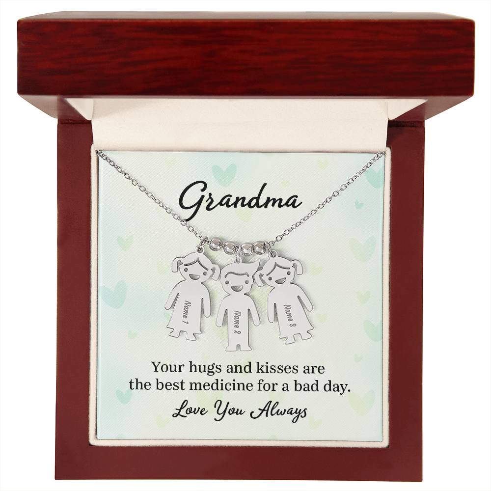 To My Grandma | Your Hugs and Kisses | Kid Charm Necklace