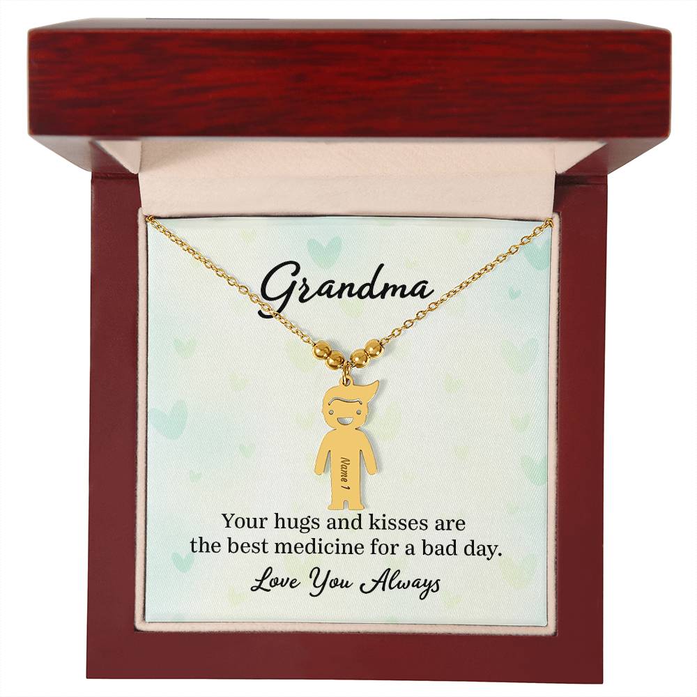 To My Grandma | Your Hugs and Kisses | Kid Charm Necklace