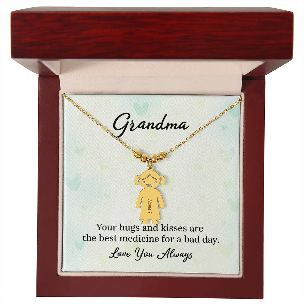 To My Grandma | Your Hugs and Kisses | Kid Charm Necklace