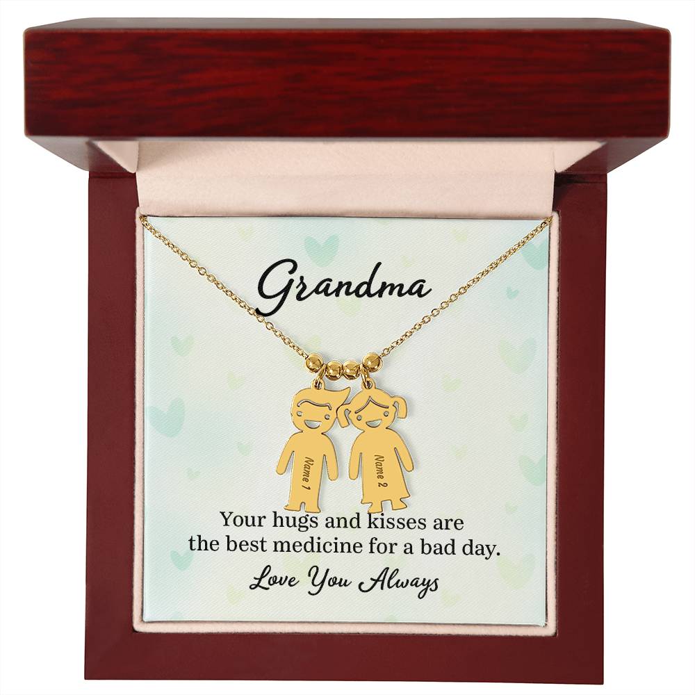 To My Grandma | Your Hugs and Kisses | Kid Charm Necklace