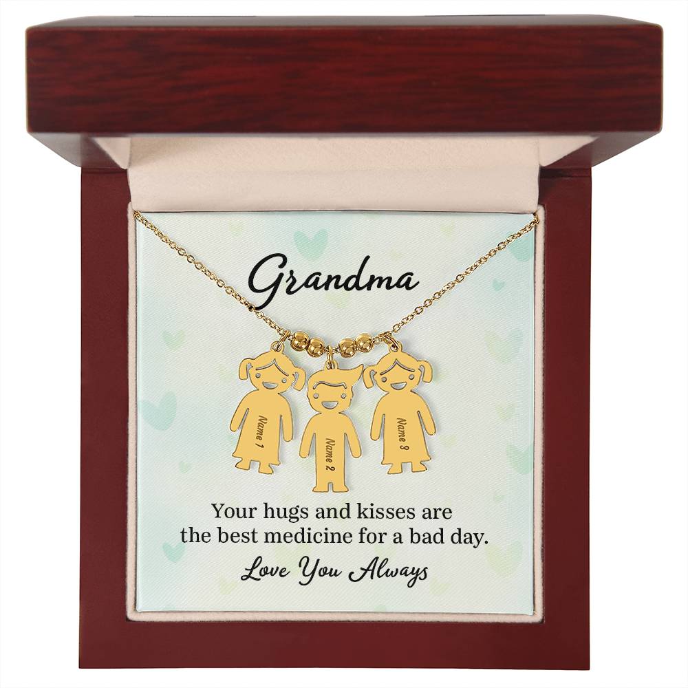 To My Grandma | Your Hugs and Kisses | Kid Charm Necklace