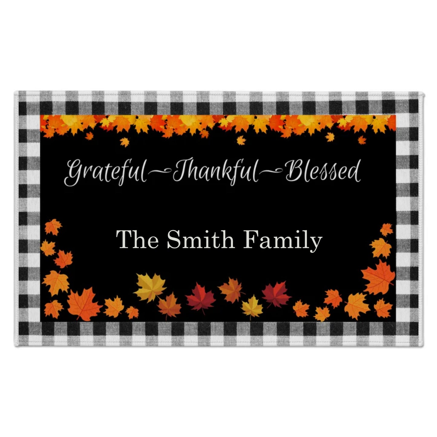 Personalized Indoor Doormat | Grateful - Thankful - Blessed
