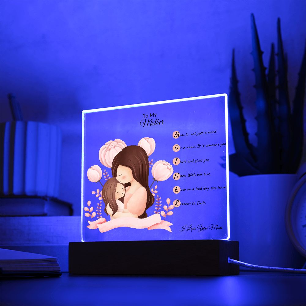 To My Mother | Mother Acronym | Square Plaque