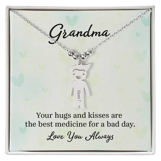 To My Grandma | Your Hugs and Kisses | Kid Charm Necklace